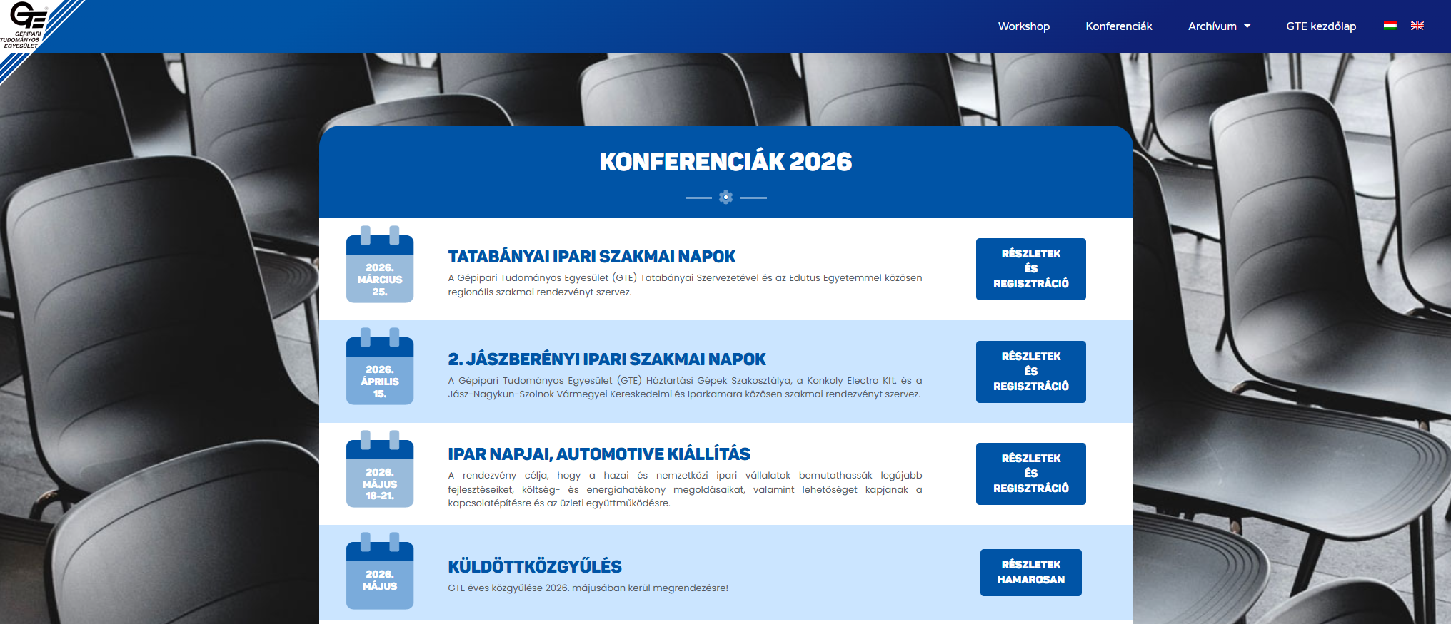 GTE Eseménykezelő Portál